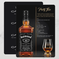 Aged to Perfection Whiskey Bottle Custom Birthday Invitation